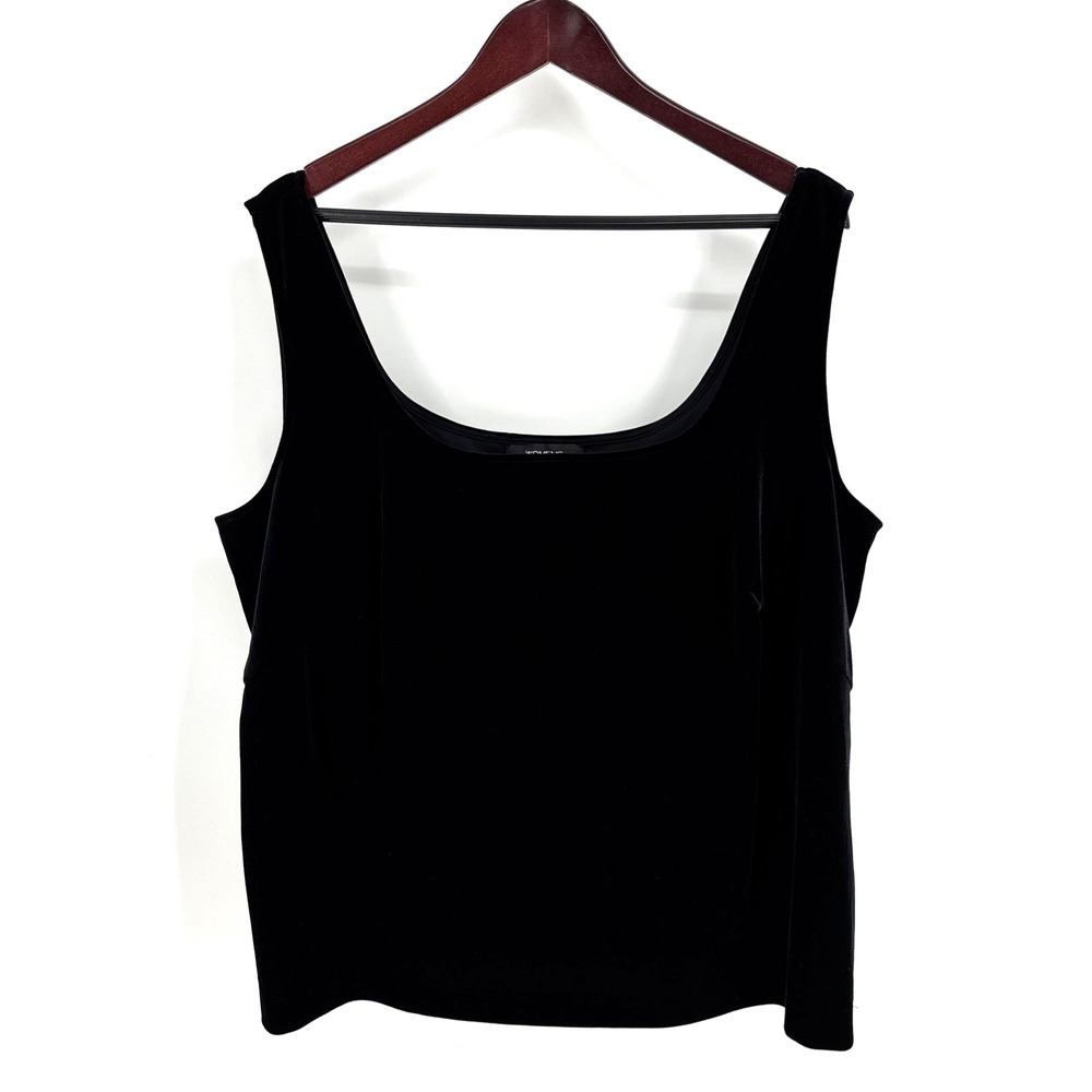 Alex Evenings Plus 3X Black Stretch Velvet Tank‎ Top Casual Formal NICE